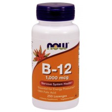 Витамин В12 и фолиевая кислота, Vitamin B-12/Folic Acid, Now Foods, 1000 мкг, 250 леденцов