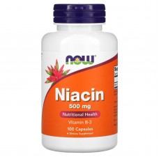 Ниацин (Витамин В3), Niacin, Now Foods, 500 мг, 100 капсул