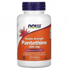 Пантетин, Pantethine, Now Foods, двойная сила, 600 мг, 60 гелевых капсул