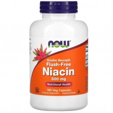 Ниацин (Витамин В3), Niacin, Now Foods, 500 мг, без покраснений, двойной концентрации, 180 вегетарианских капсул