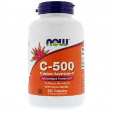 Аскорбат кальция, витамин С, Vitamin C-500, Calcium Ascorbate-C, Now Foods, 250 капсул