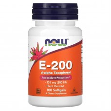 Витамин Е, E-200, Now Foods, 134 мг (200 МЕ), 100 гелевых капсул
