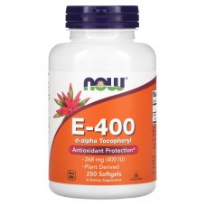 Витамин Е, E-400, Now Foods, 268 мг (400 МЕ), 250 гелевых капсул