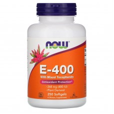 Витамин Е со смешанными токоферолами, E-400, Now Foods, 268 мг (400 МЕ), 250 гелевых капсул