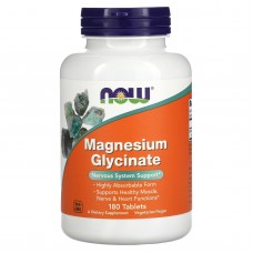Магний глицинат, Magnesium Glycinate, Now Foods, 200 мг, 180 таблеток (100 мг в таблетке)