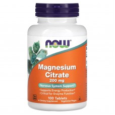 Магний цитрат, Magnesium Citrate, NOW Foods, 200 мг, 100 таблеток