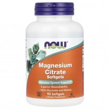 Магний цитрат, Magnesium Citrate, NOW Foods, 400 мг, 90 гелевых капсул (133 мг в одной гелевой капсуле)
