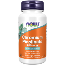 Хром пиколинат, Chromium Picolinate, Now Foods, 200 мкг, 100 вегетарианских капсул