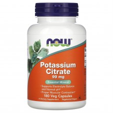 Калий цитрат, Potassium Citrate, Now Foods, 99 мг, 180 вегетарианских капсул