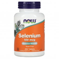 Селен, Selenium, Now Foods, без дрожжей, 100 мкг, 250 таблеток