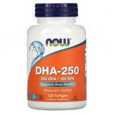 Докозагексаеновая кислота (ДГК), DHA-250, Now Foods, 120 гелевых капсул
