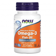 Омега-3 рыбий жир, Omega-3 рыбий жир, Now Foods, 1000 мг, 30 мягких капсул (1000 мг в одной мягкой капсуле)