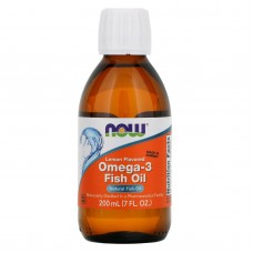 Омега-3, рыбий жир, Omega-3 Fish Oil, Now Foods, жидкий, лимон, 200 мл
