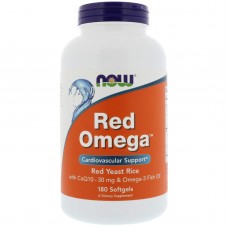 Красный рис, омега и коэнзим Q10, Red Omega, Now Foods, 30 мг, 180 капсул
