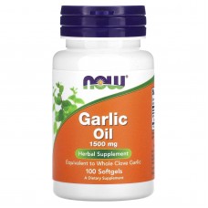 Чесночное масло, Garlic Oil, Now Food, 1500 мг, 100 капсул