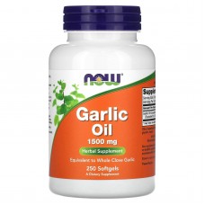 Чесночное масло, Garlic Oil, Now Food, 1500 мг, 250 гелевых капсул