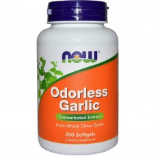 Чеснок, концентрированный экстракт, Odorless Garlic, Now Foods, 50 мг, 250 гелевых капсул (25 мг в одной капсуле)