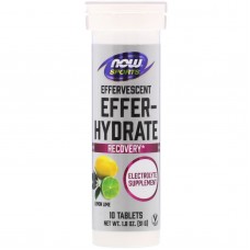 Электролиты, Effer-Hydrate, Now Foods, Sports, с лимонно-лаймовым вкусом, 10 таблеток, 51 г