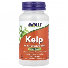 Ламинария, Kelp, Now Foods, 150 мкг, 200 таблеток