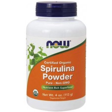 Спирулина, сертифицированный органический порошок, Spirulina, NOW Foods, 113 гр