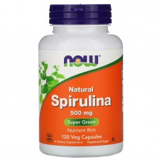 Спирулина натуральная, Spirulina, NOW Foods, 500 мг, 120 вегетарианских капсул