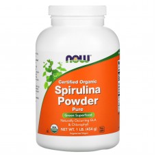 Спирулина, сертифицированный органический порошок, Spirulina, NOW Foods, 454 гр