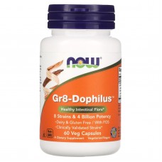Пробиотики, Gr8-Dophilus, Now Foods, 4 млрд КОЕ, 60 вегетарианских капсул
