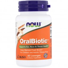 Пробиотики, OralBiotic, Now Foods, 1 млрд КОЕ, 60 леденцов (500 млрд КОЕ в леденце)