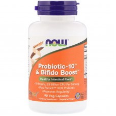 Пробиотик-10 с Bifido Boost, Probiotic-10, Now Foods, 25 млрд КОЕ, 90 вегетарианских капсул