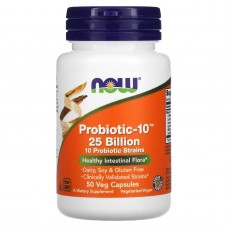 Пробиотики-10, Probiotic-10, Now Foods, 25 млрд, 50 растительных капсул