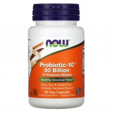 Пробиотики-10, Probiotic-10, Now Foods, 50 млрд, 50 растительных капсул