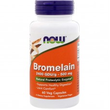 Бромелайн, Bromelain, Now Foods, 500 мг, 60 вегетарианских капсул