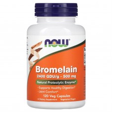 Бромелайн, Bromelain, NOW Foods, 500 мг, 120 вегетарианских капсул