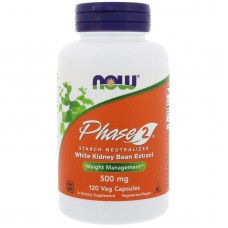 Нейтрализатор крахмала, фаза 2, Phase 2, Starch Neutralizer, Now Foods, белая фасоль, 500 мг, 120 вегетарианских капсул