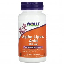 Альфа-липоевая кислота, Alpha Lipoic Acid, Now Foods, 100 мг, 60 капcул