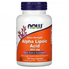 Альфа-липоевая кислота, Alpha Lipoic Acid, Now Foods, повышенная прочность, 600 мг, 120 вегетарианских капсул