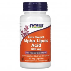 Альфа-липоевая кислота, Alpha Lipoic Acid, Now Foods, повышенная прочность, 600 мг, 60 вегетарианских капсул