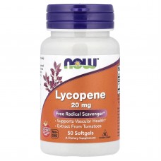 Ликопин (Lycopene), Now Foods, 20 мг, 50 гелевых капсул