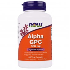 Альфа (глицерофосфохолин), Alpha GPC, Now Foods, 300 мг, 60 вегетарианских капсул