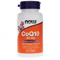 Коэнзим Q10 с рыбьим жиром Омега-3, CoQ10 with Omega-3 Fish Oil, Now Foods, 60 мг, 60 гелевых капсул