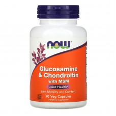 Глюкозамин и хондроитин с MСM, Glucosamine & Chondroitin with MSM, Now Foods, 90 растительных капсул