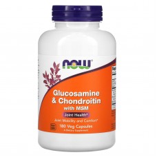 Глюкозамин и хондроитин с MСM, Glucosamine & Chondroitin with MSM, NOW Foods, 180 растительных капсул
