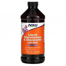 Глюкозамин и хондроитин с МСМ, Glucosamine & Chondroitin with MSM, Now Foods, со вкусом цитруса, жидкий, 473 мл