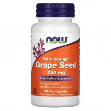 Экстракт виноградных косточек (Grape Seed), Now Foods, дополнительная сила, 250 мг, 90 растительных капсул