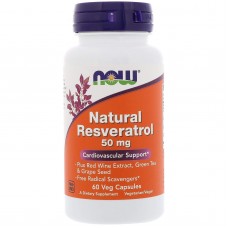 Ресвератрол (Resveratrol), Now Foods, натуральный, 50 мг, 60 вегетарианских капсул
