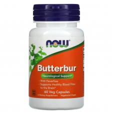 Белокопытник лекарственный, пиретрум, Butterbur, Now Foods, 60 вегетарианских капсул