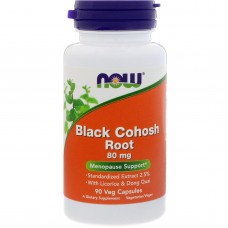 Корень клопогона кистевидного с лакрицей и дягилем, Black Cohosh Root, Now Foods, 80 мг, 90 вегетарианских капсул