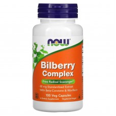 Черника для зрения, Bilberry Complex, Now Foods, комплекс, 100 вегетарианских капсул
