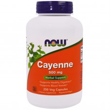Кайенский перец, Cayenne, Now Foods, 500 мг, 250 вегетарианских капсул