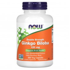 Гинкго Билоба, Ginkgo Biloba, Now Foods, двойная сила, 120 мг, 200 вегетарианских капсул